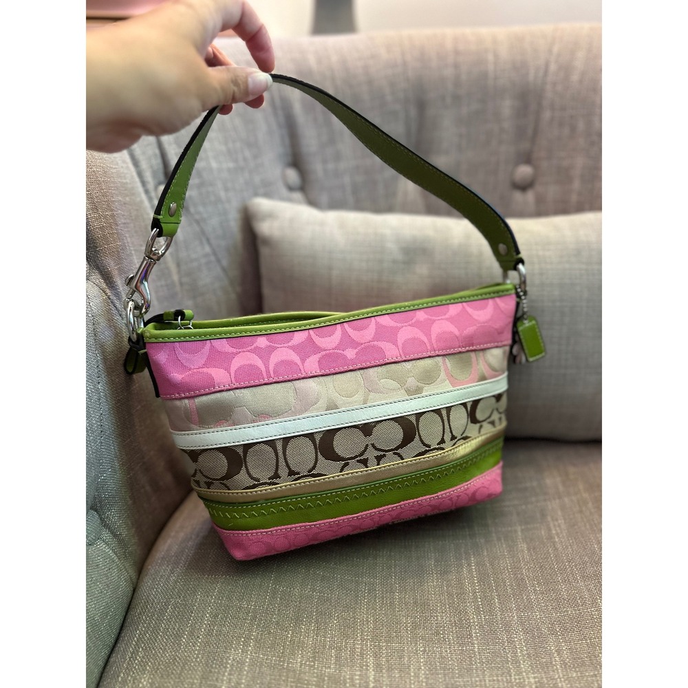 Coach Bleecker Daisy Patchwork Demi Bag F14725 Pink Green Vintage Y2K RARE Retro